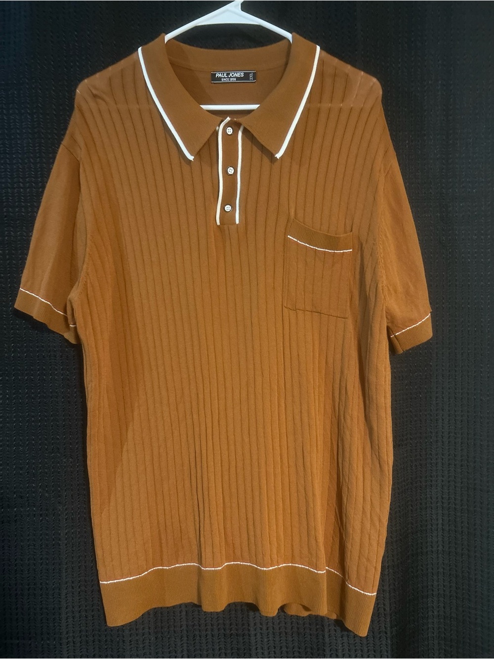 Paul Jones Men's Rust Brown Short-Sleeve Polo with Contrast Trim
